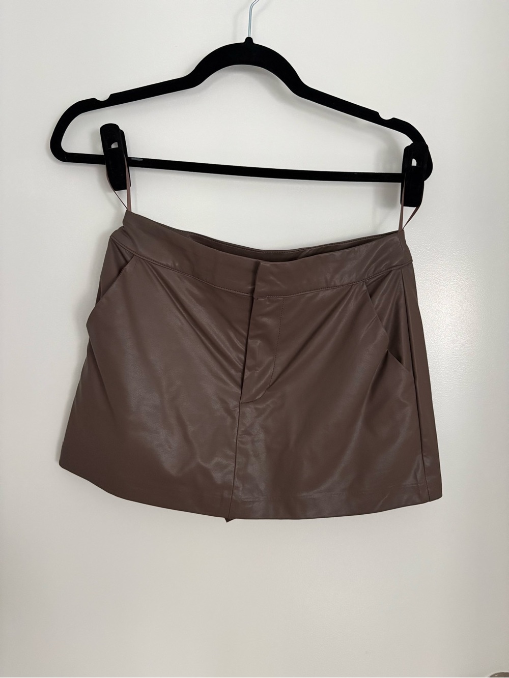 NIA Mocha Faux Leather Skort